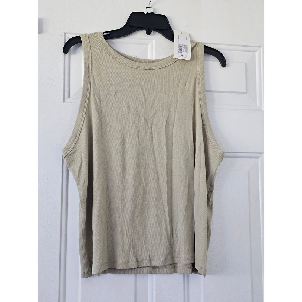 A New Day Tank Top Womensβ 2X Light Green NEW Ribbed Cotton Modal Stretch Casual
